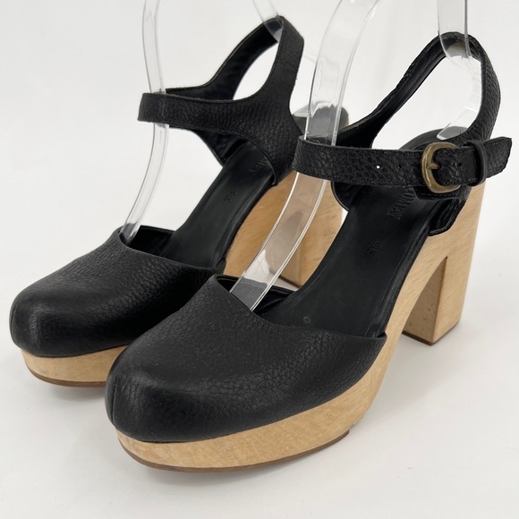 Rachel Comey Dekalb Clog Chunky high heel closed-toe wood platform leather shoe - Picture 1 of 7
